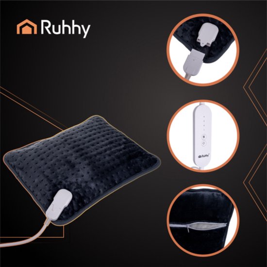 Ruhhy Verwarmd kussen 40x30 cm met instelbare warmtestanden en afneembare wasbare hoes veilig en comfortabel