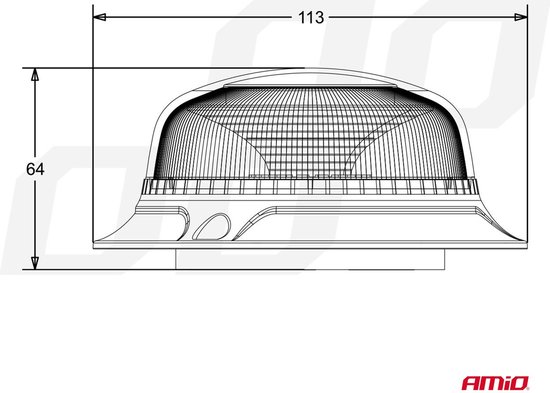 AMiO Oranje LED Zwaailicht Noodverlichting met Magneet 18LED 12/24V