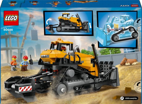 LEGO® City Gele Bulldozer, Bouwplaatsvoertuig - 60466