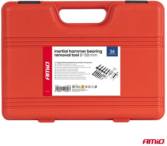 AMiO Slide Hammer Bearing Puller 8-58 mm 16 pcs - Professionele Lager Trekker Set voor Demontage