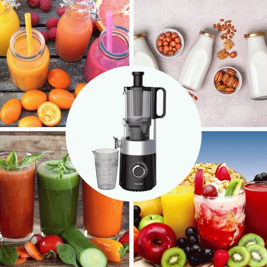 Nieuw - Klausberg KB-7871 Slowjuicer – Cold Press - Stille verticale juicer sapcentrifuge met brede vulopening – Fruitpers - Zwart/Zilver