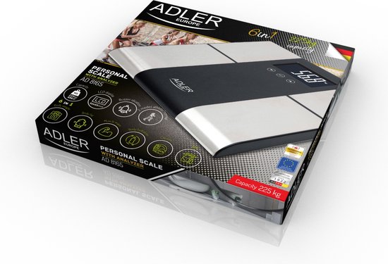 Adler AD 8165 - Elektronische weegschaal - Rechthoek - Zwart/Grijs