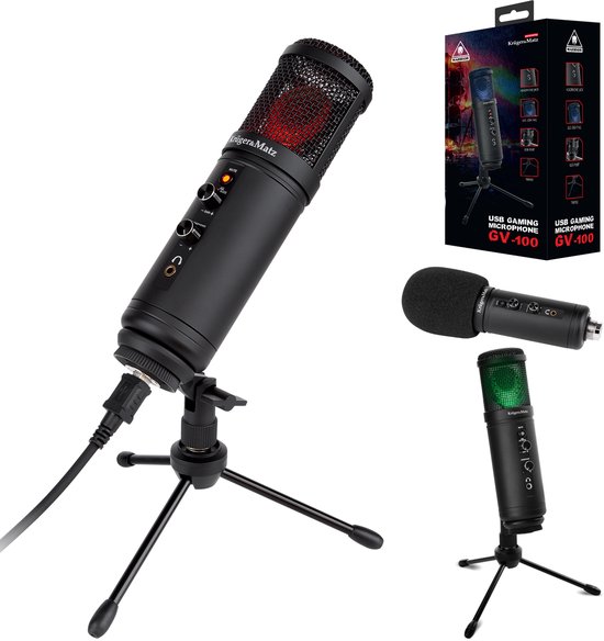 Krüger&Matz KM0765 - Warrior GV-100 Gaming en/of vlogmicrofoon, zwart