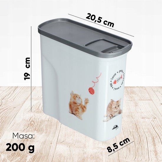 Curver Voedselcontainer Kat - 2L - 21x9x20cm - Wit/Grijs