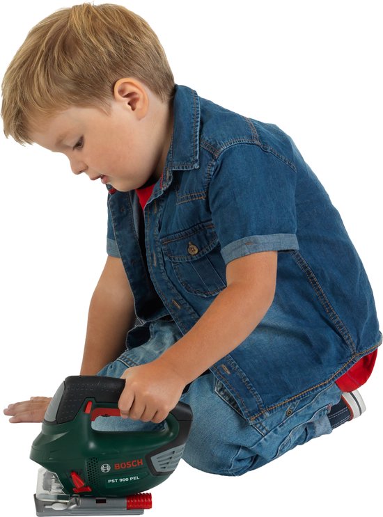 Klein Toys Bosch mini II speelgoed decoupeerzaag - 17,9x5x16 cm - incl. realistische geluids- en lichteffecten - groen rood zwart - zaag