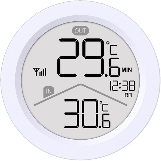 GreenBlue - Draadloze weerstation - temperatuur IN/OUT - klok - keuze uit °C / °F - bereik tot 60 m - GB162 - Wit