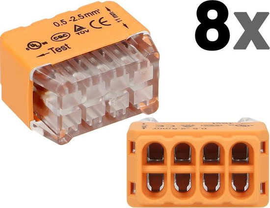 Transparante push-in connectoren in assortimentsdoos - 123 stuks - Ideaal voor DIY, klussen & verbouwen (lasklemmen/kabelverbinders)