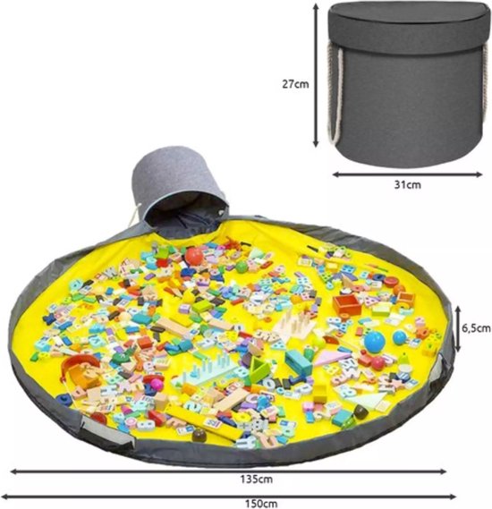 Multifunctioneel Opbergkleed Voor Lego - Speelgoed Organizer - Speelmat - opbergmand voor Kinderen - Geel - Lego Mat