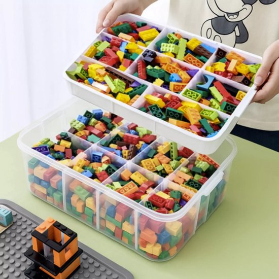 Kruzzel Stapelbox - Block box 2‑lagen – blokken eenvoudig opruimen - 15 liter