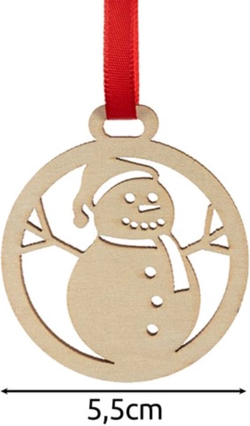 Ruhhy Houten Kerstballen – Set van 36 Stuks, Beige, DIY Decoratie – Perfect voor Kerstboom