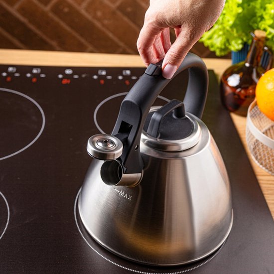KLAUSBERG KB-7951 Fluitketel 2,5 L – RVS – Soft-Touch Handgreep – Inductie – Zilver