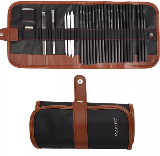 Maaleo Tekenset 29-delig – Schetsen & Houtskool in Etui