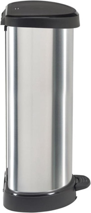 Curver Decobin - Prullenbak - 40 liter - Zilver Metallic