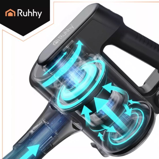 Ruhhy LunPro 400W steelstofzuiger met 35 kPa zuigkracht, LED-borstel en 52 min werktijd