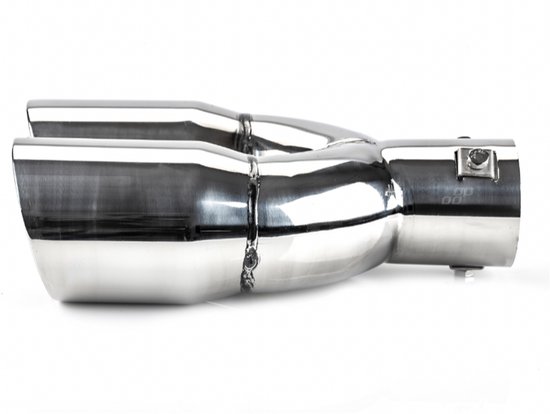 Universeel RVS uitlaat sierstuk 2x76mm - MT 022 - Aansluit diameter tussen de 32mm en 52mm