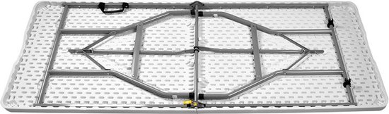 Malatec campingtafel en 2 banken inklapbaar 180 cm lichtgrijs - opvouwbaar - picknicktafel - handig voor in de camper of caravan - complete set - cateringset