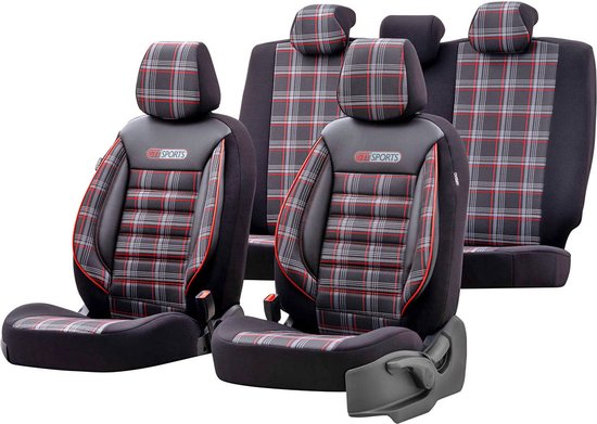 Otom Stoelhoezenset Sports 5 Mm Textiel Zwart/rood 11-delig