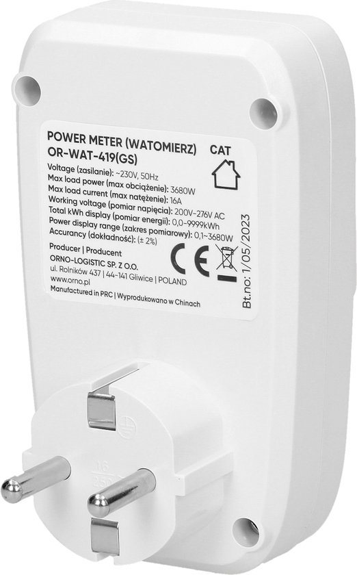 kWh - energiekosten meter voor stopcontact met Digitale LCD scherm