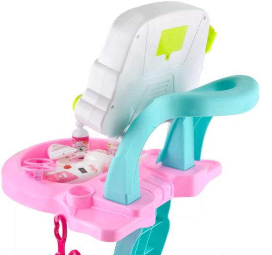 Ruhhy doktersset roze trolley 18-delig – educatief kinderspeelgoed met licht- en geluidseffecten, medische accessoires en wieltjes