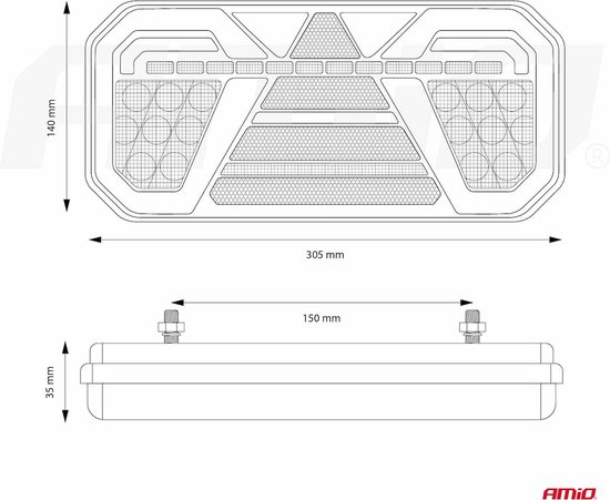 Combinatie LED-achterlicht AMiO RCL-04-L dynamisch, links