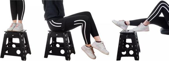Malatec Inklapbaar krukje - zwart - 39 cm - opvouwbaar - huishoudkrukje - opstapje - max 100 kg