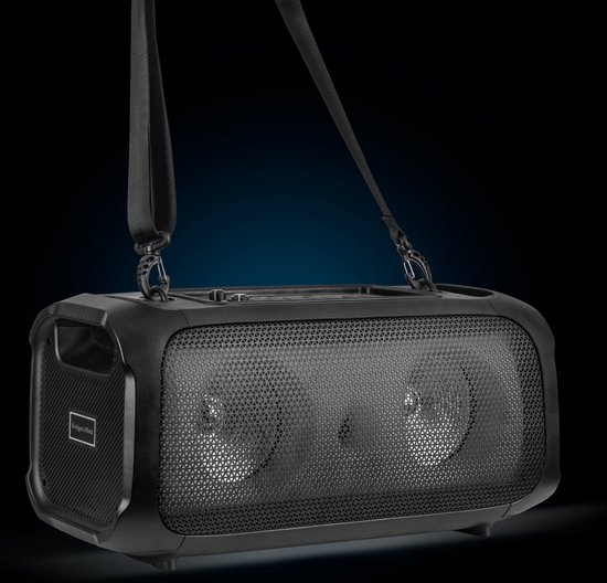 Krüger & Matz Draadloze Draagbare Bluetooth DJ Party Speaker - RGB Verlichting - Inclusief Draadloze Microfoon - Geluidseffecten - Koppelbaar - Boombox - 30W - Zwart