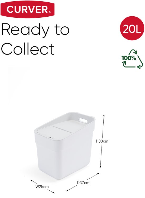 Curver Ready to Collect Prullenbak - 20 liter - Wit