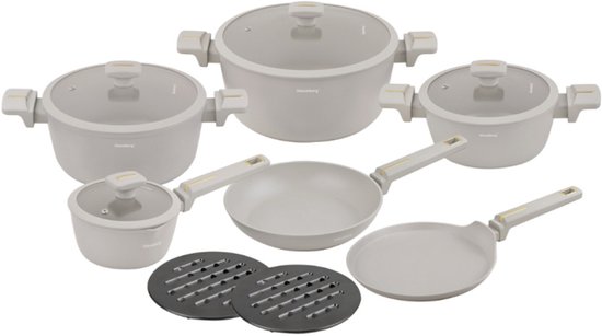 Klausberg KB-7967 Pannenset | 12-Delig | Anti-aanbaklaag | Geschikt voor Inductie | Beige