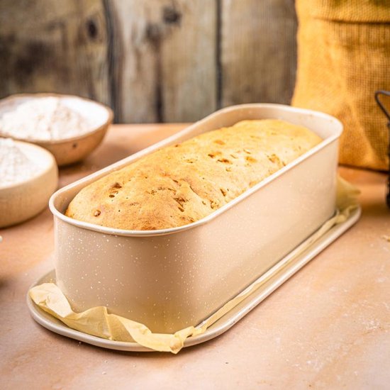 Kinghoff 1976 - Bakvorm met losse bodem 34,5x15,5x8 cm - Broodvorm voor Hartige taarten, Cheesecake en Paté - Antiaanbaklaag - Ovenbestendig tot 220°C - Bakvorm - Ovenvorm - Cakevorm - Taartvorm -