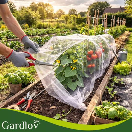 Gardlov Beschermnet 3 x 6 m wit HDPE fijn gaas tegen insecten en vogels voor moestuin