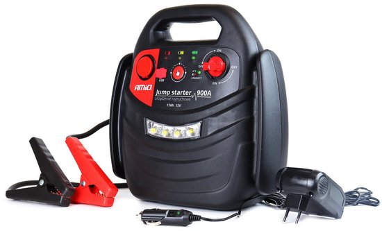 AMiO Jump Starter 12V 17Ah 900A 4in1 – Multifunctioneel Auto Accu Starter, Powerbank en Compressor JS01 Noodsituatie