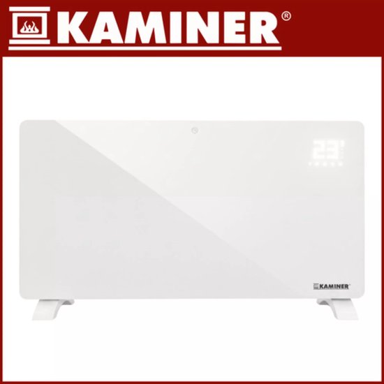 Kaminer Zelva Elektrische Glazen Verwarming – Wit – 2500W – WiFi & Afstandsbediening – Slimme Glazen Radiator