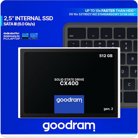 Goodram CX400 Serie - SSD - 512 GB - 3D TLC NAND - SATA III