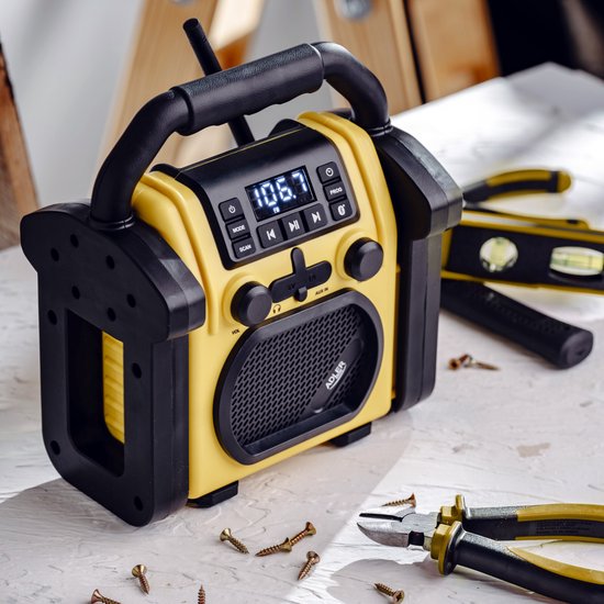 Adler Ad 1911- Digitale Radio - bouwradio - Bluetooth 5.1 - IPX 54 - vermogen 10 W -Geel