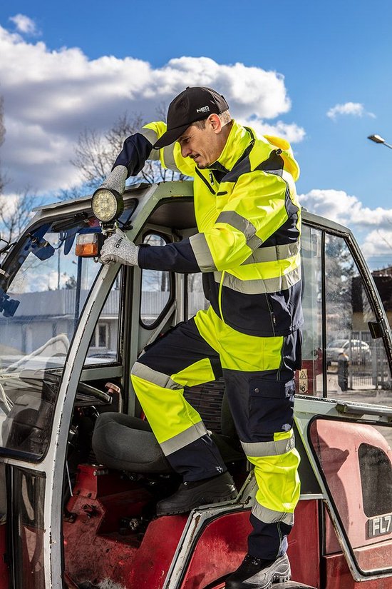 Neo Tools Hi-Vision Softshell Jas Flu Geel XL/54 Donkere Stof Water En Wind Bestendig ISO 20471:2013 ISO 13688:2013