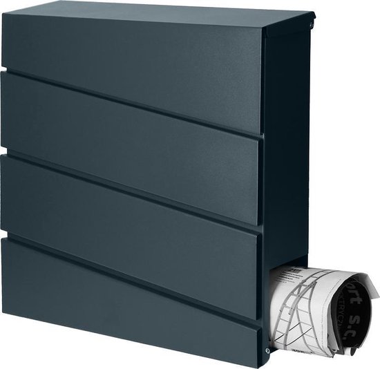 Brievenbus met Krantenvak – Brievenbus rvs – Brievenbussen hangend met slot - Zwart