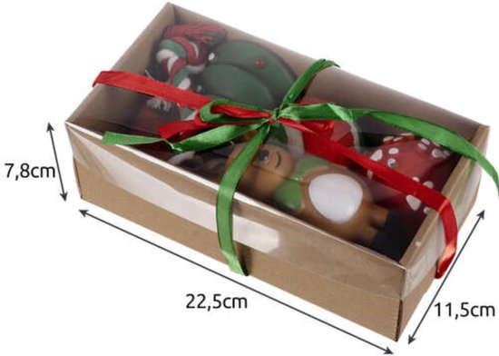 Purlov Kerstgeschenkset voor Honden - 6 Feestelijke Speeltjes - Veilig en Duurzaam