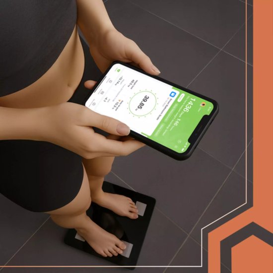 Ruhhy Slimme analyse personenweegschaal zwart 226 kg met LCD-display en Feelfit app
