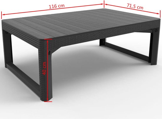 Allibert Lyon Verstelbare Tuintafel - 116x71,5x66/40 cm - Grafiet