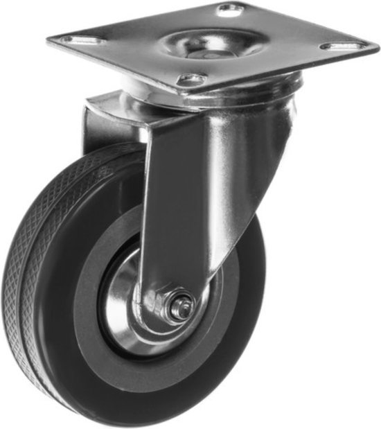 Malatec Zwenkwielen - 4x stuks - zilver/grijs - ijzer - PVC - zwenkwielen met rem - bureaustoel