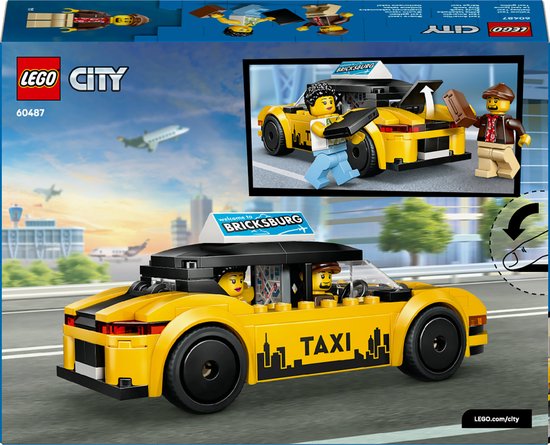 LEGO® City Gele Taxi - Modelautobouwset met 2 Minifiguren - Klassieke Speelgoedtaxi - 60487