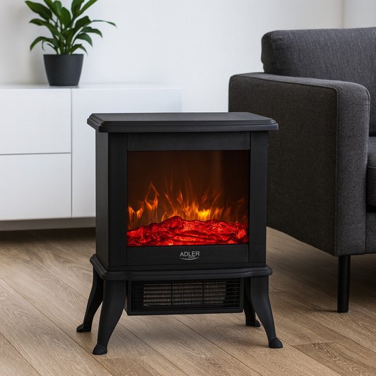 Adler AD 7754 - Elektrische Haard - 2 Verwarmingsniveaus: 1000W - 1800W - 3D Vlameffect - Thermostaat