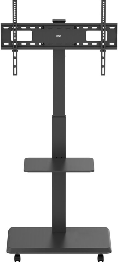 ErgoOffice - TV-standaard - trolley - max. belasting 50kg / 5kg plank - max. VESA 600x400 - ingebouwde contactdoos - zwart, ER-304 B