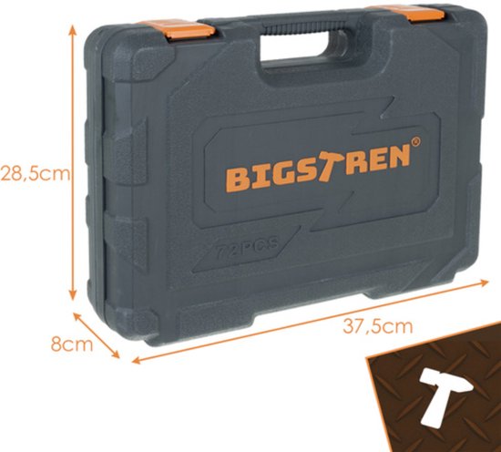 Bigstren Professionele 72-delige doppen en ratelset met CrV gereedschap voor huis en auto