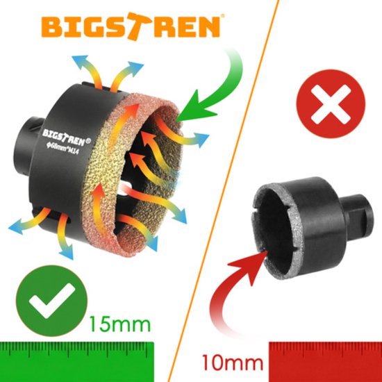Bigstren Diamant gatenzaagset M14 6-68 mm met 11 maten, adapter en aluminium koffer