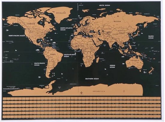 Malatec Wereldkaart Krasposter met Vlaggen - Perfect voor Reizigers