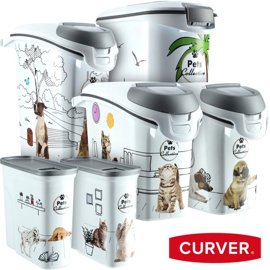 Curver Voedselcontainer Hond - 2L - 1KG - 21x9x20cm - Wit/Grijs