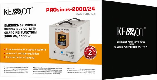 KEMOT PROsinus Serie - Noodstroom UPS - 2000W - 24V/230V - 2000VA/1400W