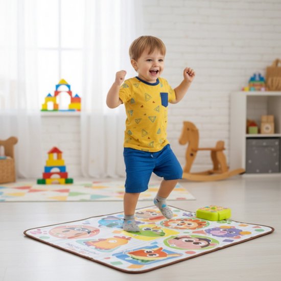 Kruzzel Interactieve dansmat 82 x 65 cm met muziek en dieren – educatieve speelmat voor peuters en kleuters