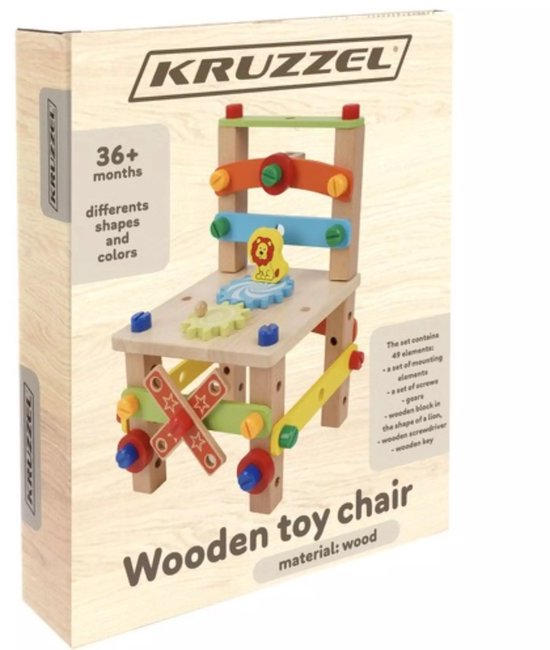 Kruzzel Houten Bouwstoel - Educatieve DIY Speelset voor Kinderen